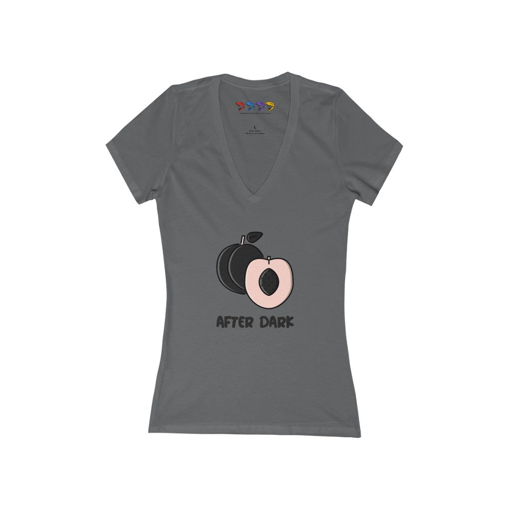 Peach After Dark Women's Jersey Short Sleeve Deep V-Neck Tee
