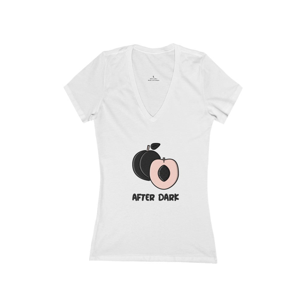 Peach After Dark Women's Jersey Short Sleeve Deep V-Neck Tee