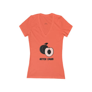 Peach After Dark Women's Jersey Short Sleeve Deep V-Neck Tee