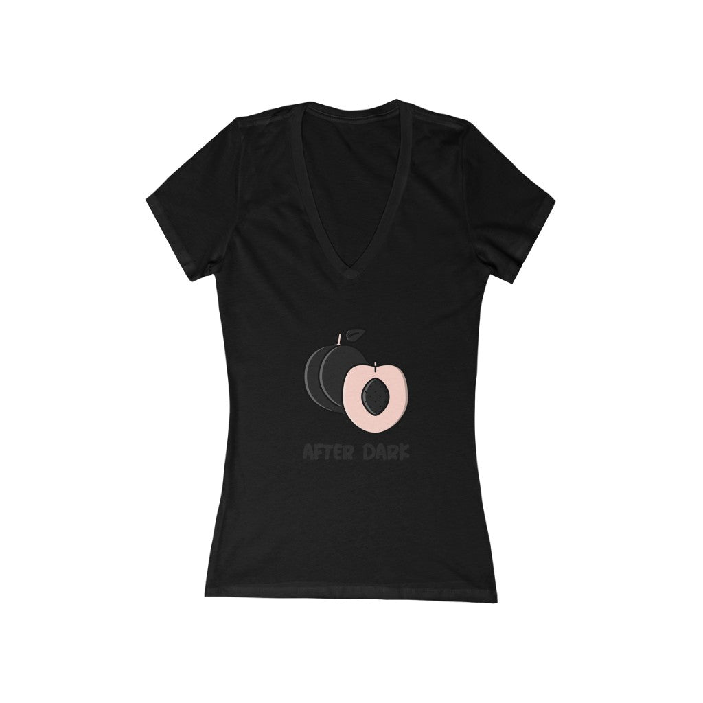 Peach After Dark Women's Jersey Short Sleeve Deep V-Neck Tee
